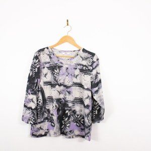 *Alia 3/4  Sleeve Purple Top